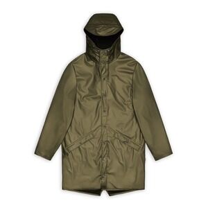 RAINS NEW Long Jacket W3 Revel Khaki Green 12020 Waterproof Hooded Size Medium